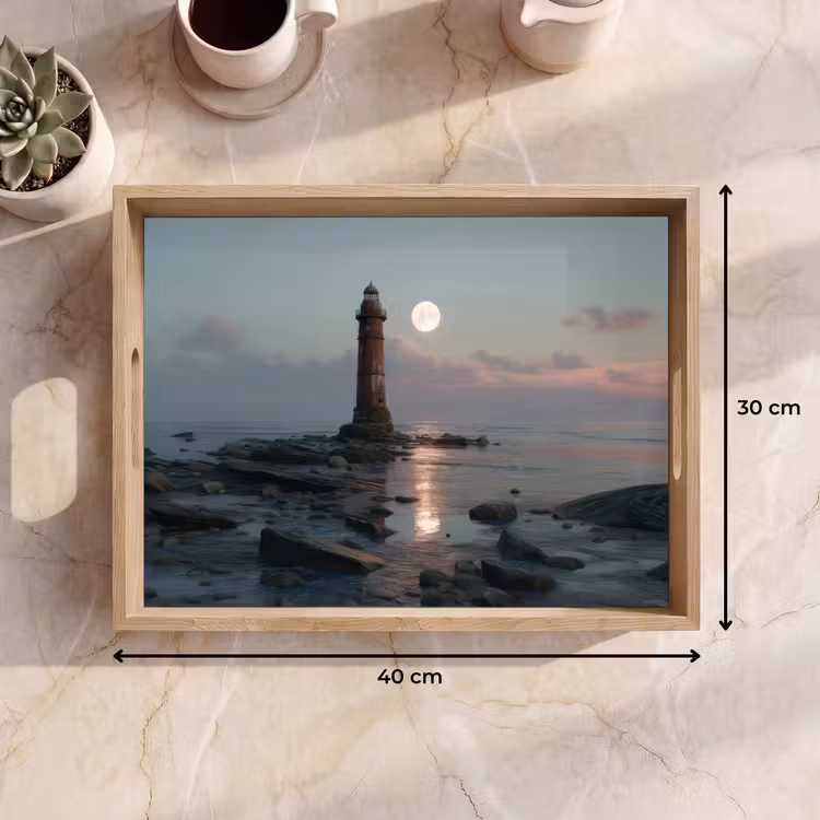 Dienblad - Vuurtoren - Stenen - Water - Maan — 7