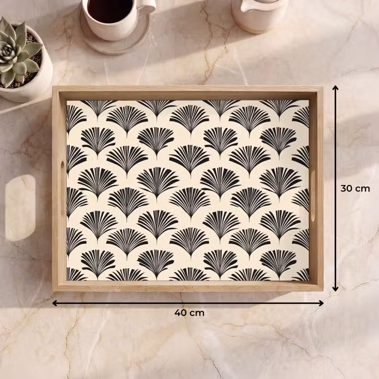 Dienblad - Waaiers - Botanisch - Zwart - Beige — 7