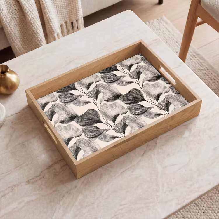 Dienblad - Botanisch - Bladeren - Zwart — 2