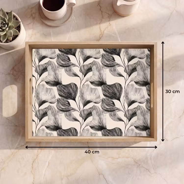 Dienblad - Botanisch - Bladeren - Zwart — 7