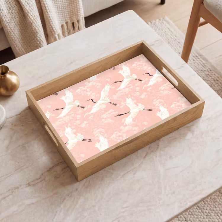 Dienblad - Kraanvogels - Bloesem - Roze — 2