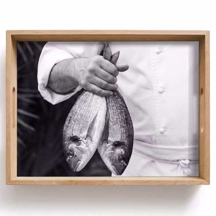 Dienblad - Vissen - Chef - Zwart - Wit — 1
