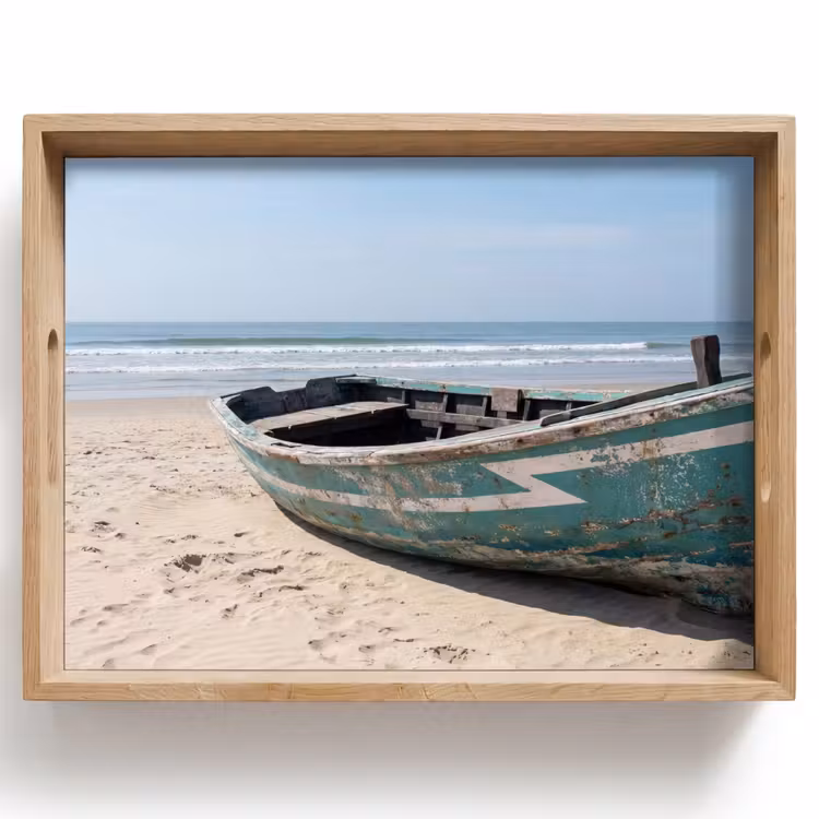 Dienblad - Boot - Zandstrand - Zee — 1