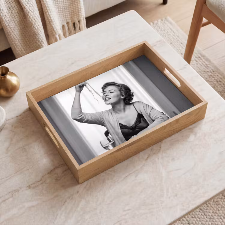 Dienblad - Vrouw - Spaghetti - Zwart - Wit — 2
