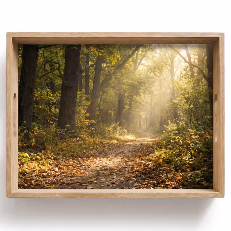 Dienblad - Zonlicht - Bospad - Bomen — 1
