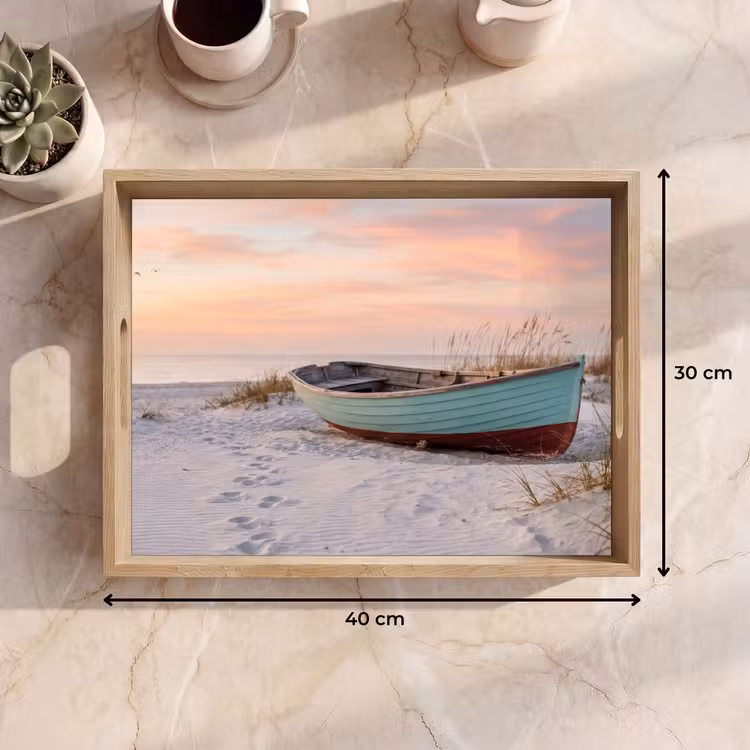 Dienblad - Rustiek - Roeiboot - Zandstrand — 7