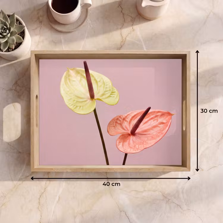 Dienblad - Bloemen - Anthuriums - Geel - Roze — 7