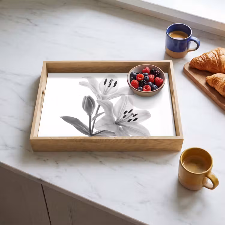 Dienblad - Lelies - Elegant - Zwart - Wit — 3