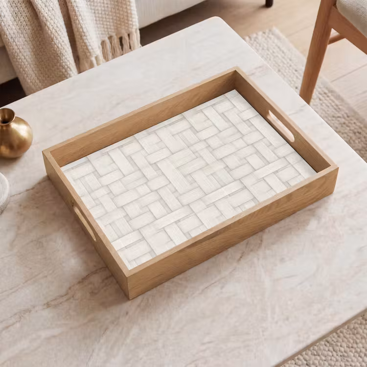 Dienblad - Vlechtwerk - Banen - Beige — 2