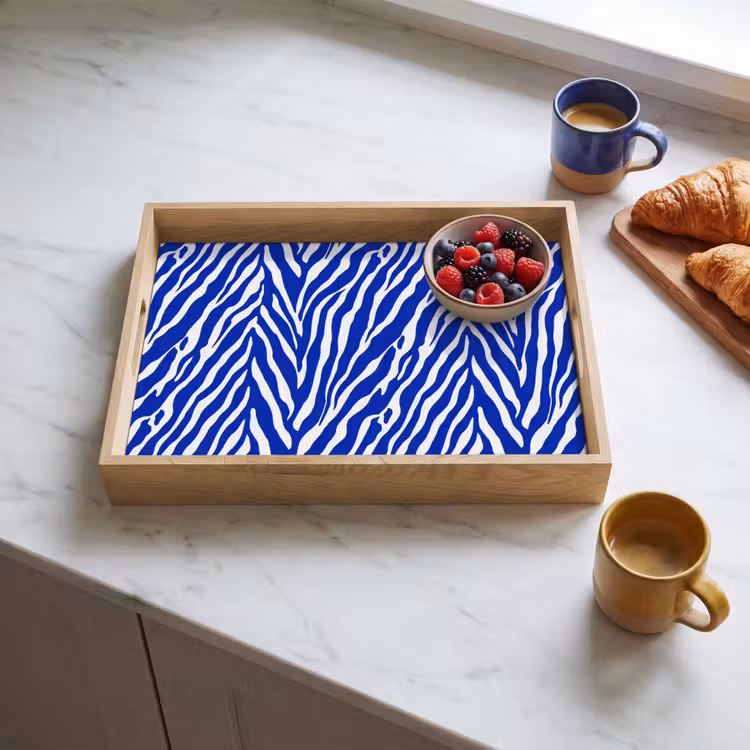 Dienblad - Zebra - Patroon - Kobalt - Blauw — 3