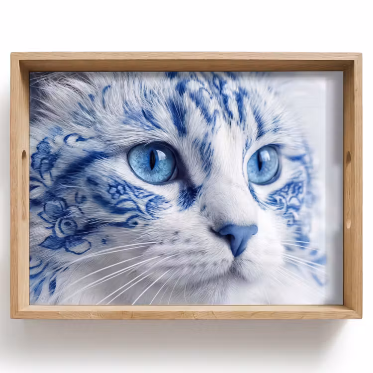 Dienblad - Kat - Patroon - Blauw — 1