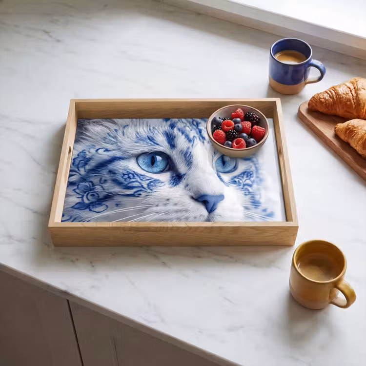 Dienblad - Kat - Patroon - Blauw — 3