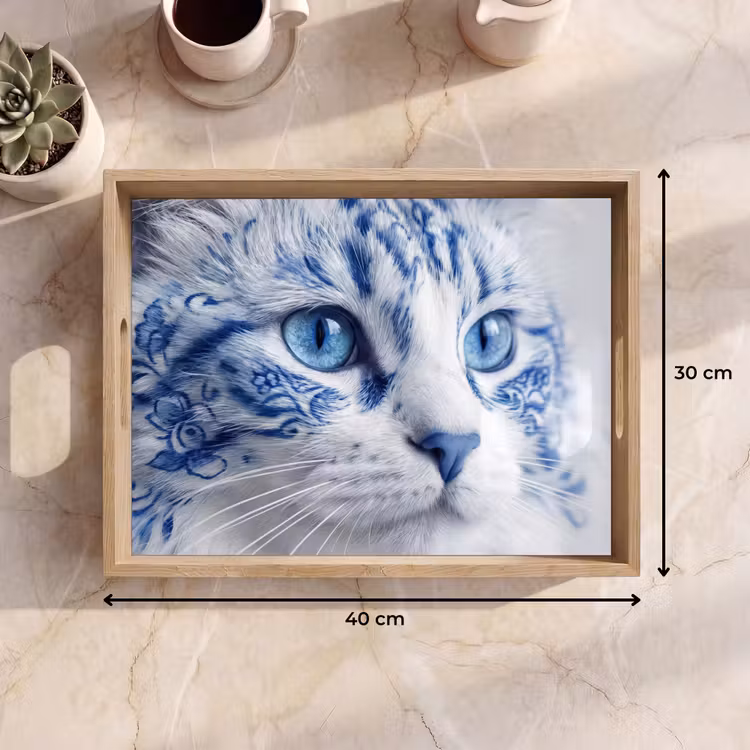 Dienblad - Kat - Patroon - Blauw — 7