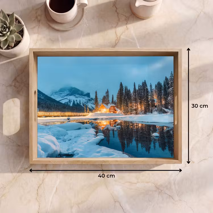 Dienblad - Winterlandschap - Natuur - Huis - Bergen - Sneeuw — 7
