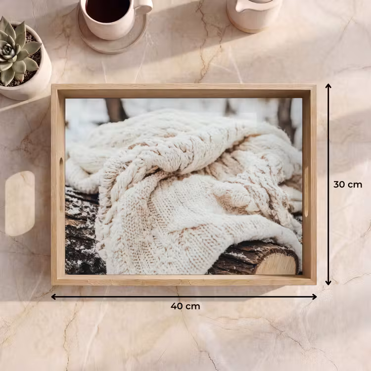 Dienblad - Deken - Wit - Boomstronk - Winter - Sneeuw — 7