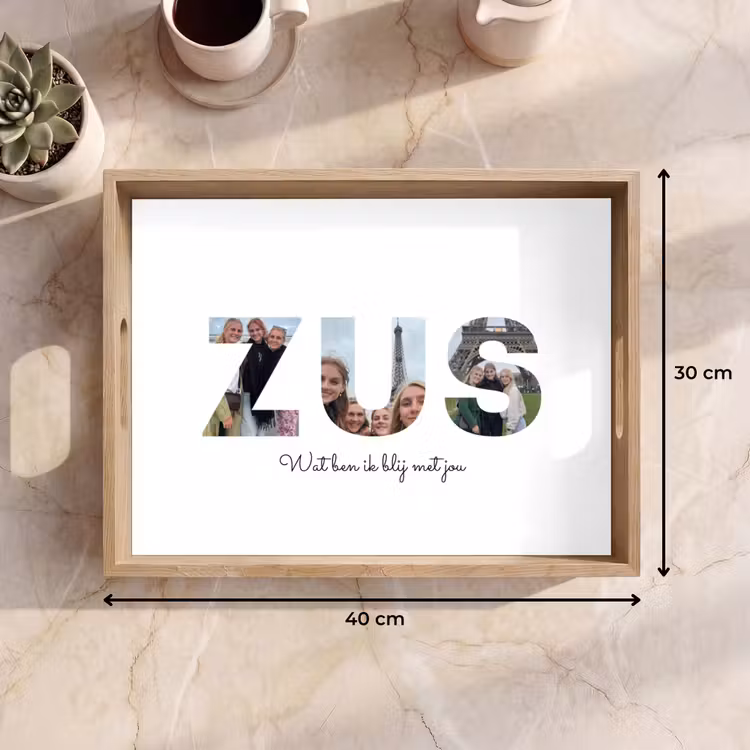Gepersonaliseerd dienblad - Zus - Lettercollage — 7