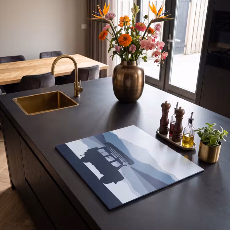 Inductie beschermer - Auto - Meer - Bergen - Blauw — 2