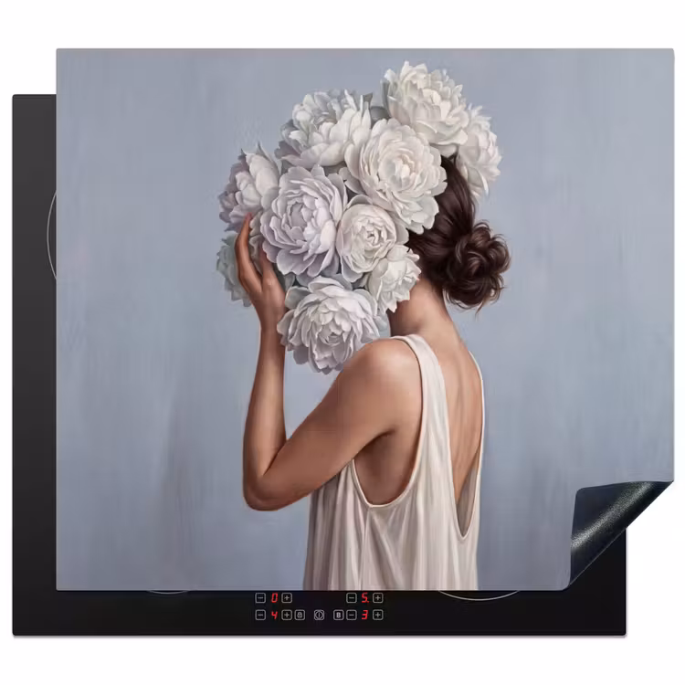Inductie beschermer - Bloemen - Vrouw - Wit — 1