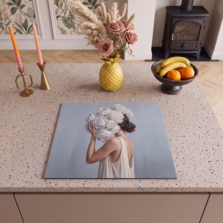 Inductie beschermer - Bloemen - Vrouw - Wit — 3
