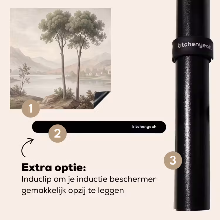 Inductie beschermer - Bomen - Meer - Bergen - Illustratie — 8