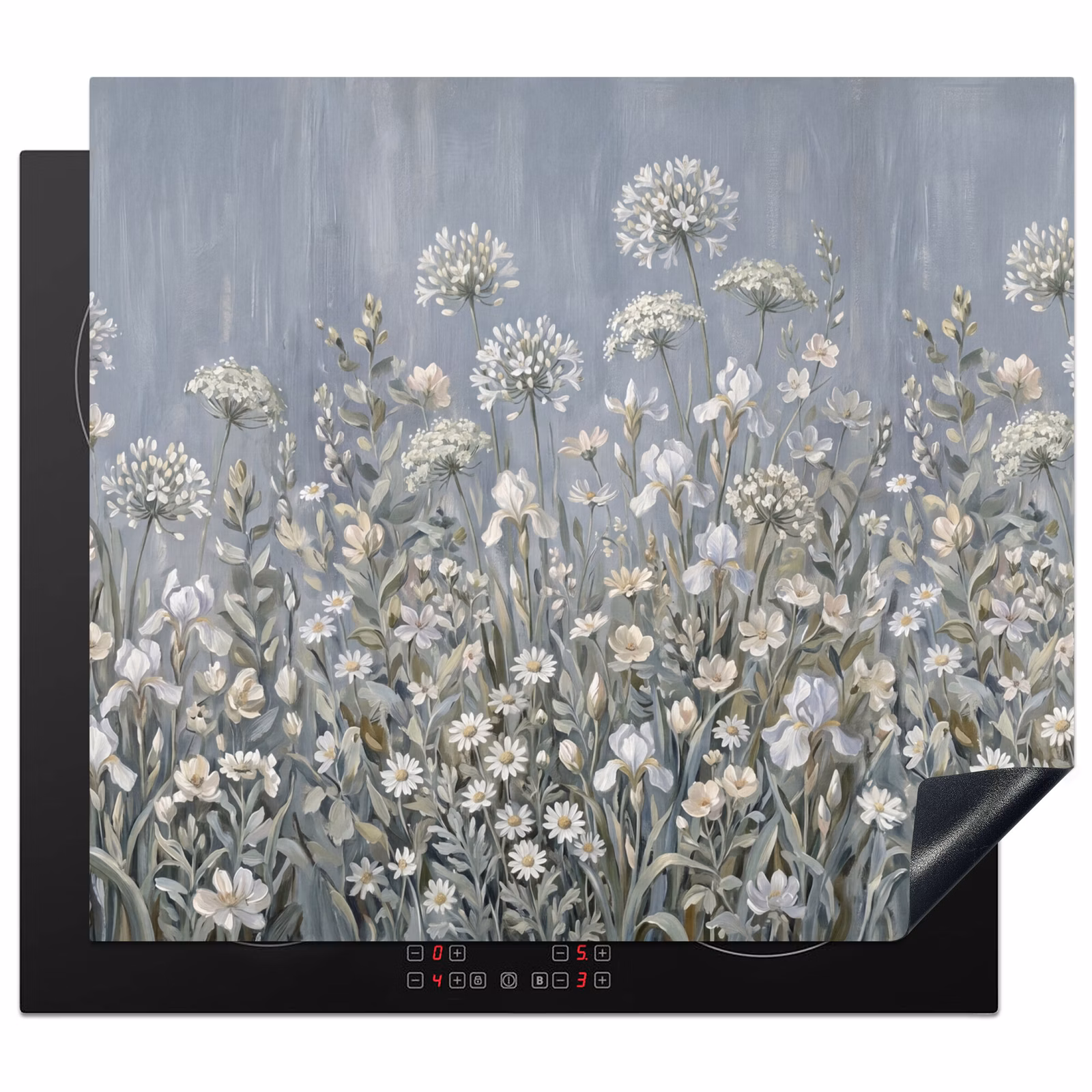 Inductie beschermer - Bloemen - Botanisch - Blauw — 1