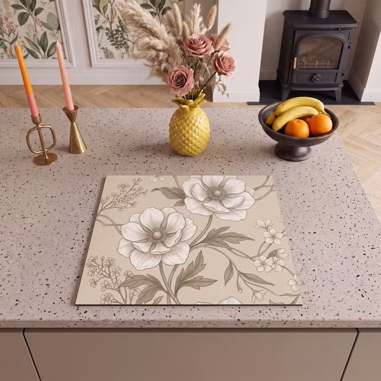 Inductie beschermer - Bloemen - Patroon - Beige — 3