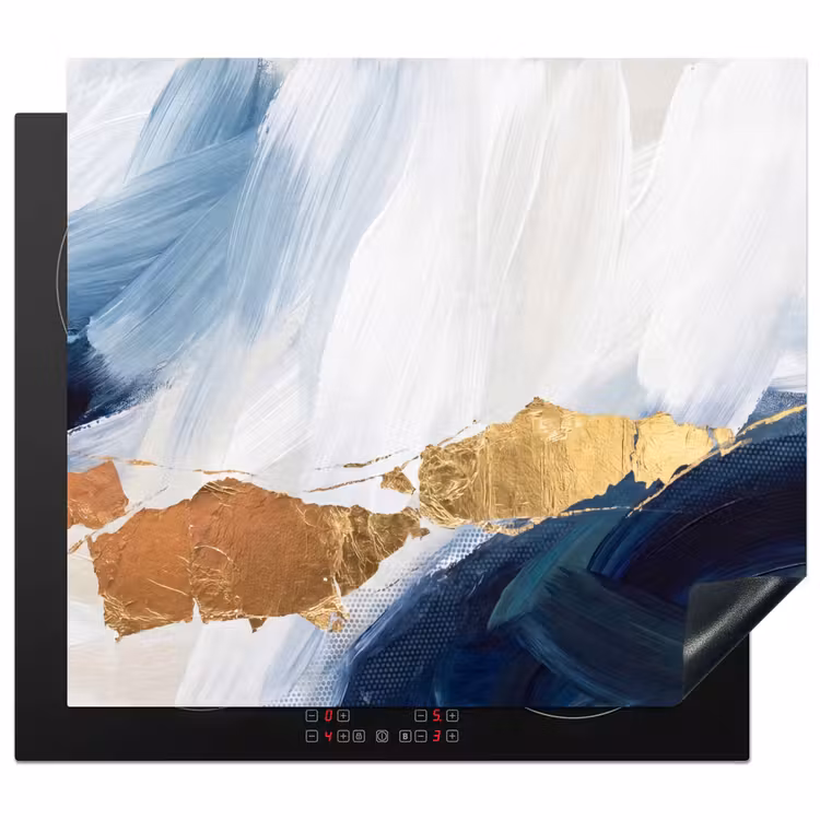 Inductie beschermer - Abstract - Acryl - Blauw - Goud - Elegant — 1