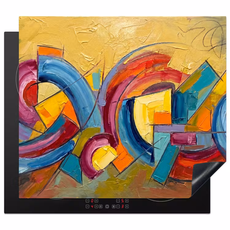 Inductie beschermer - Abstract - Cirkels - Schilderij - Kleurrijk - Dynamisch — 1