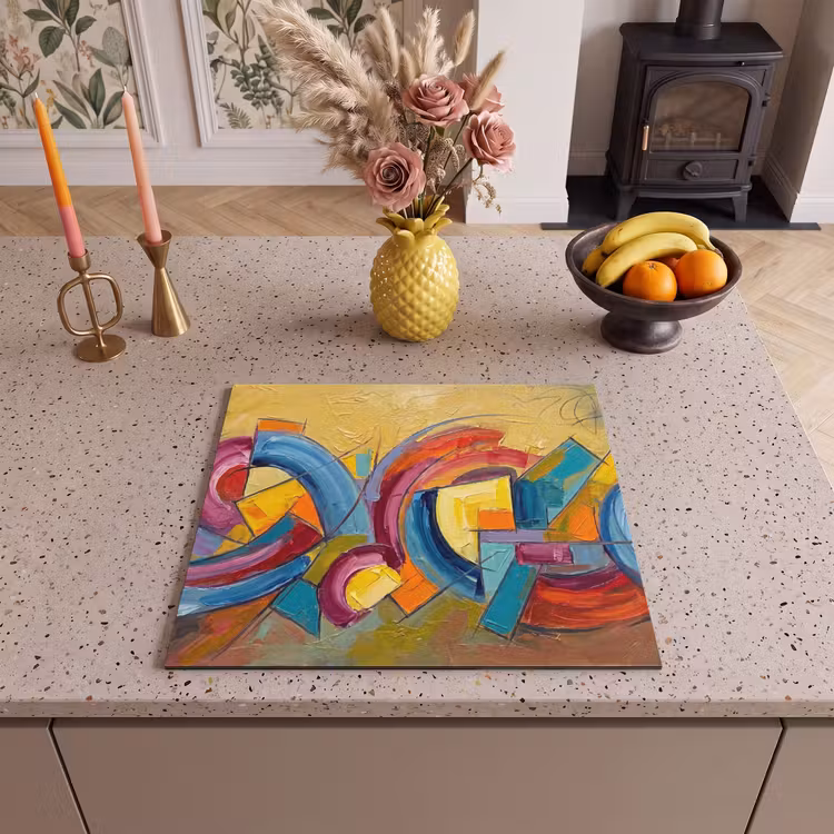 Inductie beschermer - Abstract - Cirkels - Schilderij - Kleurrijk - Dynamisch — 3