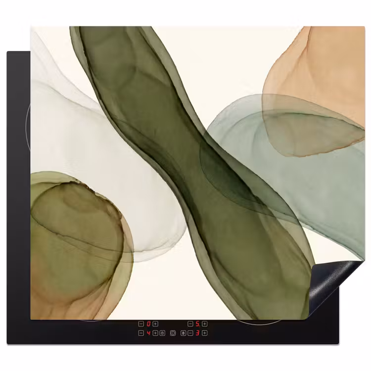 Inductie beschermer - Abstract - Vormen - Modern - Kunst - Groen - Bruin — 1