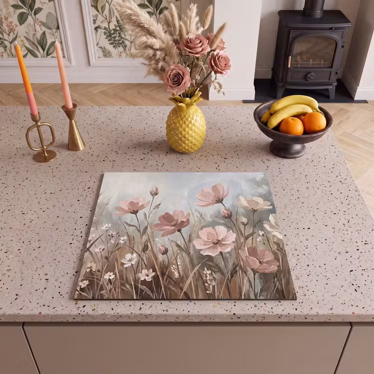 Inductie beschermer - Bloemen - Botanisch - Schilderij - Pastel - Rustiek — 3
