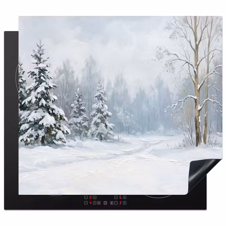 Inductie beschermer - Bospad - Dennen - Sneeuw - Winter - Rustgevend — 1