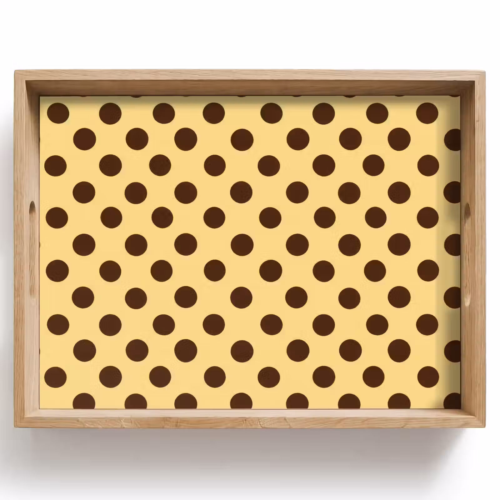 Dienblad - Polka Dot - Stippen - Retro - Geel - Bruin — 1