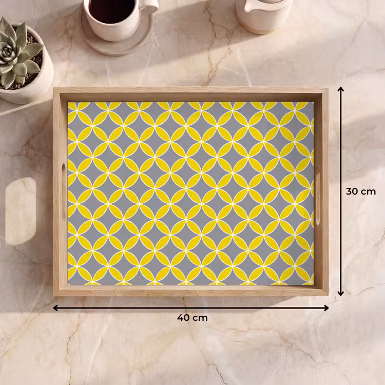 Dienblad - Geometrisch - Cirkels - Modern - Grijs - Geel — 7
