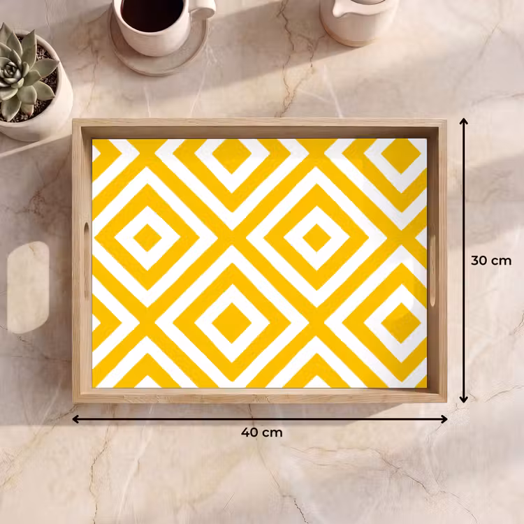 Dienblad - Geometrisch - Lijnen - Modern - Geel - Wit — 7