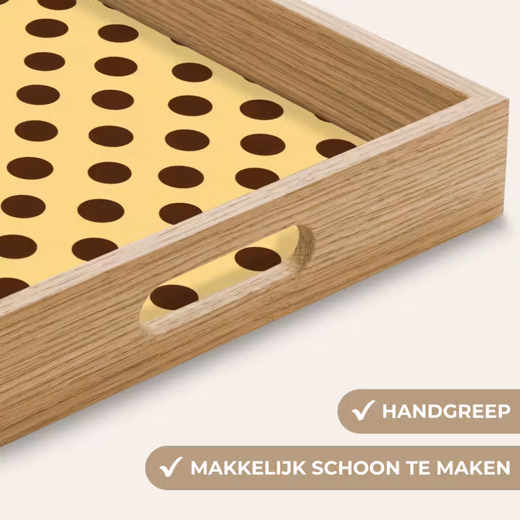Dienblad - Polka Dot - Stippen - Retro - Geel - Bruin — 8