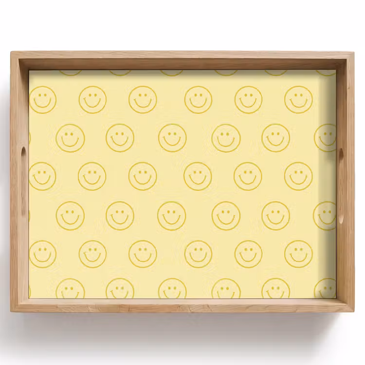 Dienblad - Smileys - Patroon - Retro - Zachtgeel — 1