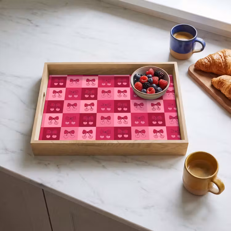 Dienblad - Kersen - Strikjes - Speels - Roze - Bordeaux — 3
