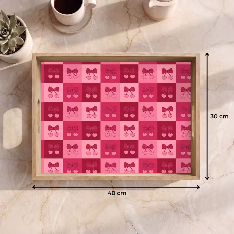 Dienblad - Kersen - Strikjes - Speels - Roze - Bordeaux — 7