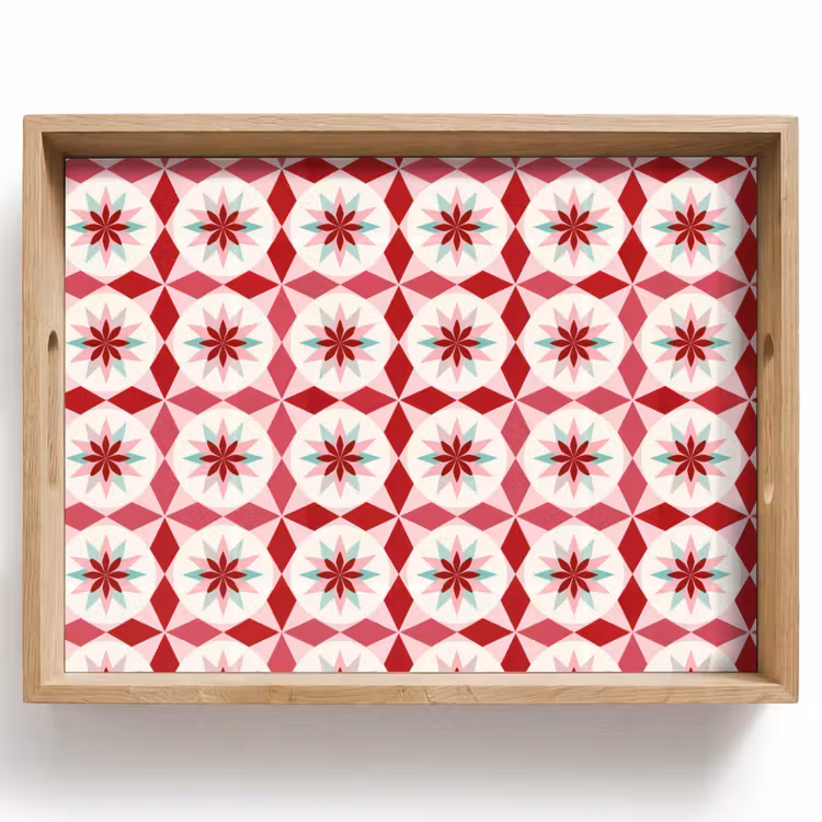 Dienblad - Tegelpatroon - Sterren - Retro - Roze - Mintgroen — 1