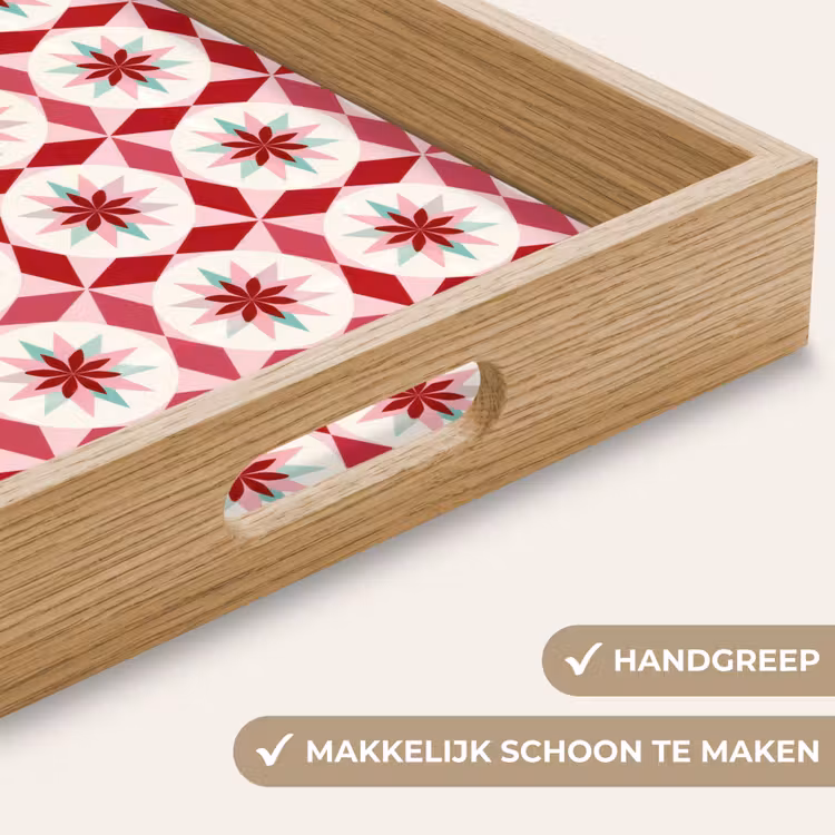 Dienblad - Tegelpatroon - Sterren - Retro - Roze - Mintgroen — 8