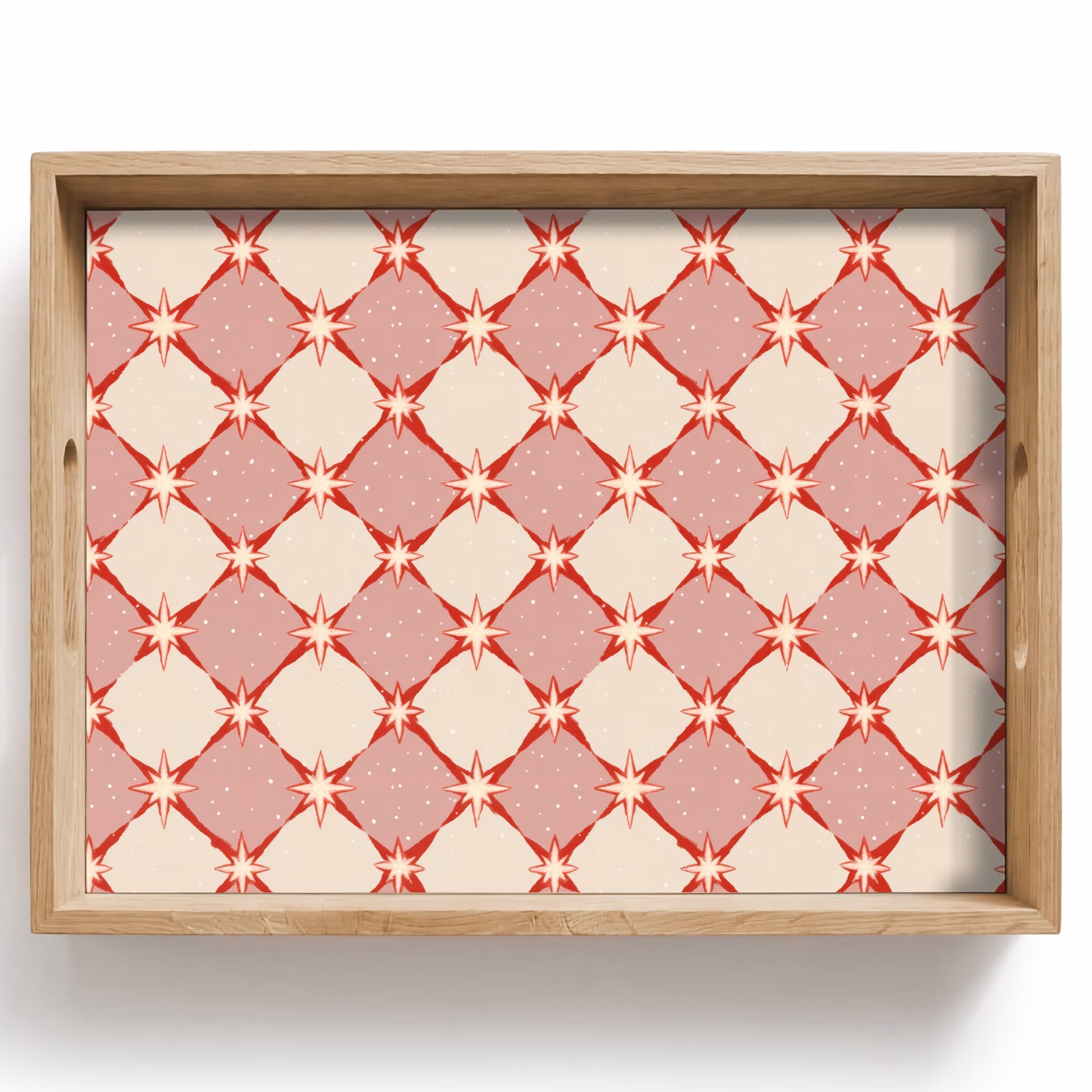 Dienblad - Ruiten - Sterren - Vintage - Oudroze - Rood — 1
