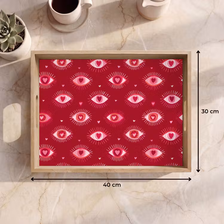 Dienblad - Ogen - Patroon - Roze - Donkerrood — 7