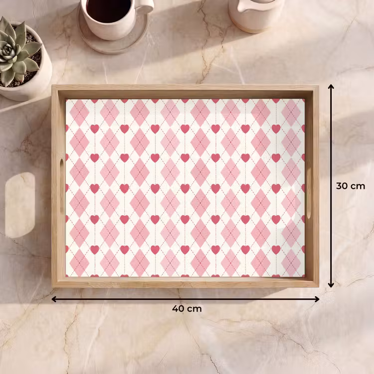 Dienblad - Ruiten - Klassiek - Roze - Wit — 7