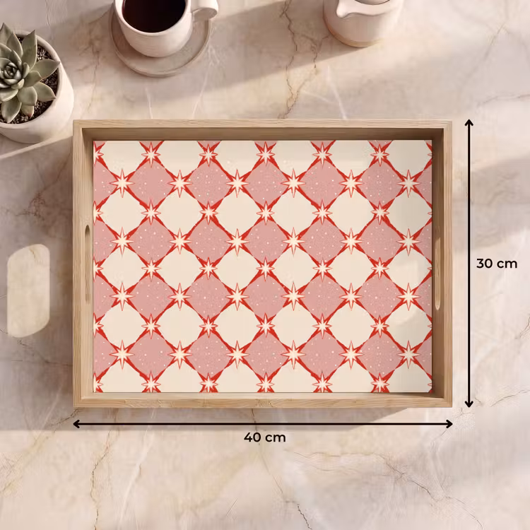 Dienblad - Ruiten - Sterren - Vintage - Oudroze - Rood — 7