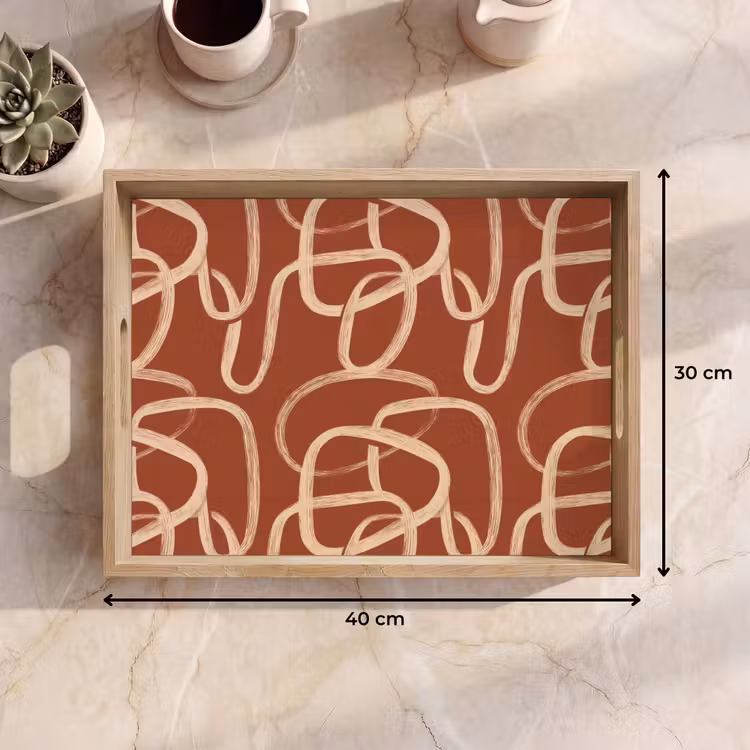 Dienblad - Lijnen - Abstract - Organisch - Terracotta - Crème — 7