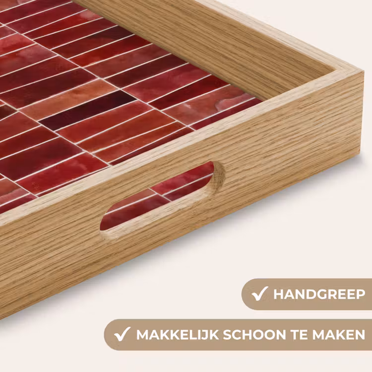Dienblad - Tegels - Modern - Structuur - Dieprood — 8