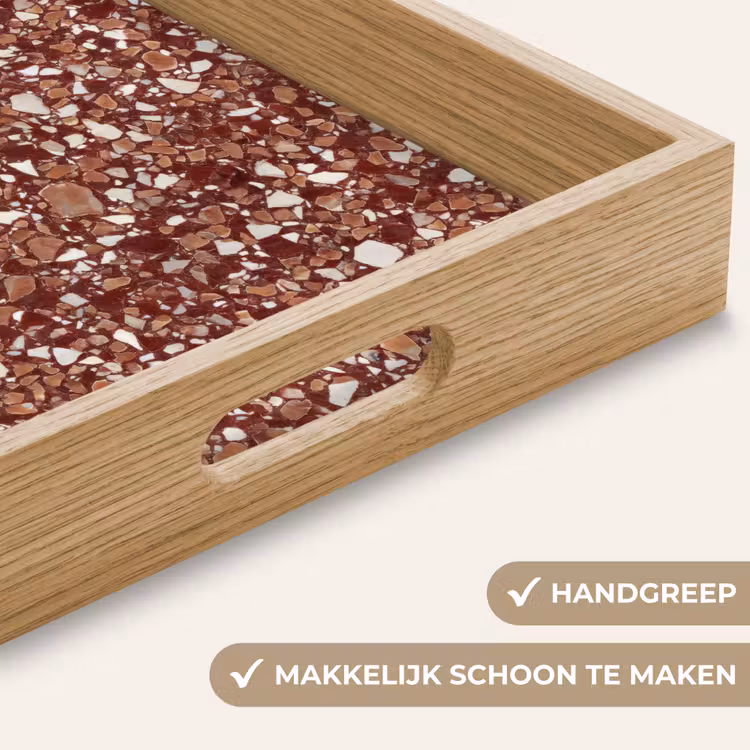 Dienblad - Terrazzo - Patroon - Steentextuur - Roodbruin — 8