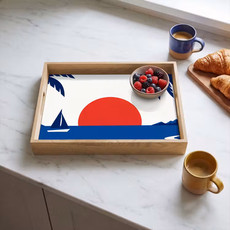 Dienblad - Zonsondergang - Zee - Palmboom - Tropisch - Modern — 3