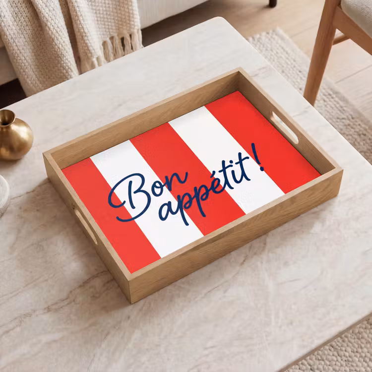 Dienblad - Eten - Spreuk - Keuken - Grafisch - Rood-Wit — 2